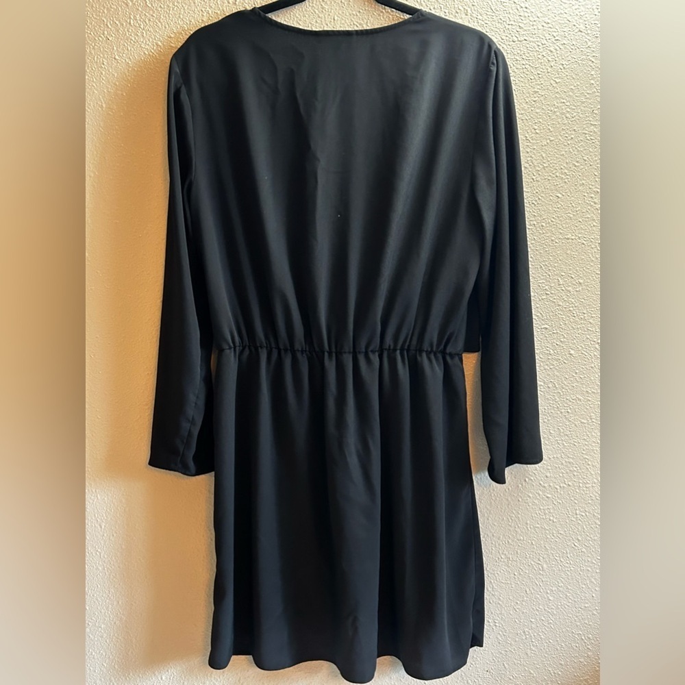 Top Shop Elegant Flowy Black Faux Wrap Dress Size 12 - Picture 3 of 5
